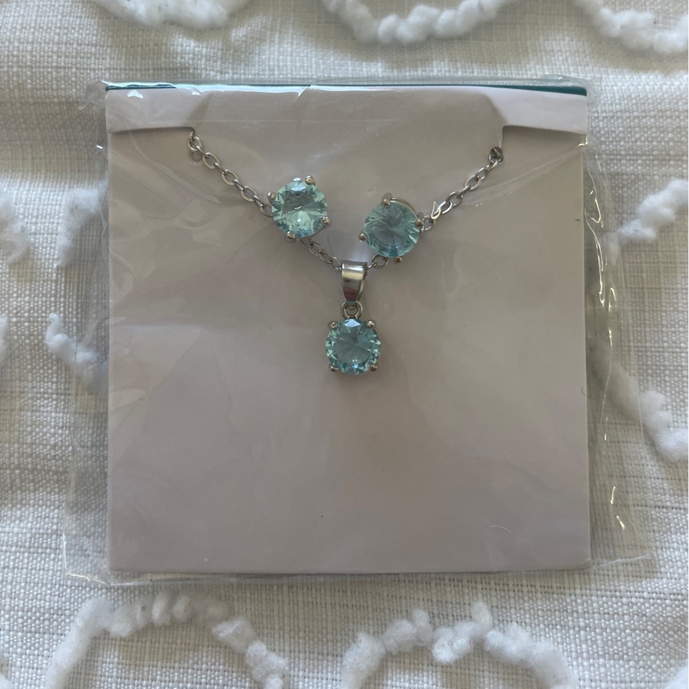 EFFY Elegant Silver and Blue Gemstone Necklace and Earrings set